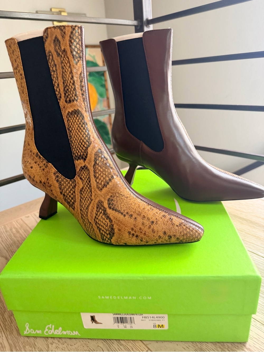 Sam Edelman Sammie Two-Tone Leather Snakeskin Booties – Size 8 - NEW IN BOX